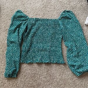 Green Floral Women's Top